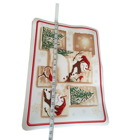Vintage Holiday Time Snowman Vinyl Placemats Set Of 5 Snowman Christmas Tree - Picture 4 of 5